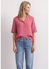Hemdbluse Street One, Damen, Gr. 42, pink (blush berry), Web, Obermaterial: 100% Baumwolle, unifarben, h&uuml;ftlang, V-Ausschnitt, abgesteppt, Blusen Hemdbluse, Sommerbluse, hochwertiger Musselin aus Baumwolle