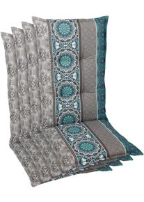 Hochlehnerauflage GO-DE, blau, B:50cm H:7cm T:120cm, Baumwolle, Polyester, Polyurethan, Polsterauflagen, Hochlehnerauflage, Ma&szlig;e ca.: 50 cm x 120 cm x 7 cm