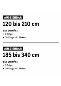 Gardinenstange Liedeco "Stilgarnitur "Zylinder" ausziehbar 16/19 mm", wei&szlig;, &Oslash;:19mm, Eisen, Gardinenstangen, Gardinenstange, teleskopisch ausziehbar