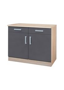 Unterschrank KOCHSTATION "KS-Toronto, Breite 100 cm", grau (anthrazit, eiche sonoma), B:100cm H:85cm T:60cm, Holzwerkstoff, Schr&auml;nke, Unterschrank