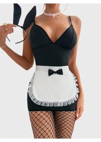Ellolace Halloween Lingeries Femme Ultra Hot Sensual Dress Apron Bunny Headband Stockings Sexy Mini Bodycon Maid Cosplay Costume