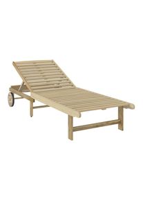 Ambia Garden Gartenliege, Akaziefarben, Holz, Akazie, teilmassiv, 188x70x71 cm, FSC 100%, R&auml;der am Kopfende, R&uuml;ckenlehne verstellbar, Holzm&ouml;bel, Sitzgelegenheiten Holz, Gartenliegen Holz