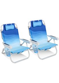 Modante Strandstuhl-Set, Blau, Silberfarben, Hellblau, Metall, Textil, 57x80x61 cm, rostfrei, stufenlos verstellbar, Raster, R&uuml;ckenlehne verstellbar, Gartenm&ouml;bel, Gartenliegen, Liegest&uuml;hle
