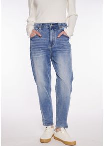 Haily's High-waist-Jeans HAILY&rsquo;S "LG HW C JN Mirell", Damen, Gr. M (38), N-Gr, blau (mblau), Denim/Jeans, Obermaterial: 95% Baumwolle, 3% Polyester, 2% Elasthan, unifarben, weit, Jeans High-waist-Jeans, mit Gummizug am Bund