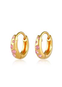 Paar Ohrstecker Elli "Ohrringe Kinder Creole Rosa Kristalle 925 Silber" Gr. 10, gold, Ohrringe, M&auml;dchen, 10, ohne Stein, Silber 925 (Sterlingsilber), Paar Ohrstecker
