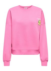 Sweatshirt Only "ONLLINY L/S O-NECK PRINT CS SWT", Damen, Gr. S, wild orchid print:fresh lemon, Sweatware, Obermaterial: 60% Baumwolle, 40% Polyester, bedruckt, normal, Rundhals, Rippb&uuml;ndchen, Sweatshirts Sweatshirt, mit Print auf Vorder- und R&uuml;ckseite