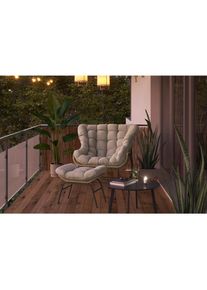 Beldano Garten-Relaxsessel, Gelb, Beige, Metall, Kunststoff, Textil, 110x42x97.5 cm, Gartenm&ouml;bel, Balkonm&ouml;bel, Balkonliegen