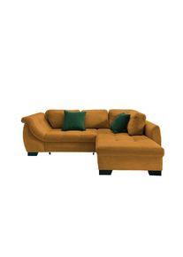 Mid.you , Goldfarben , Textil , Buche , Streifen , F&uuml;llung: Schaumstoff,Schaumstoff,Schaumstoff , Ottomane rechts, L-Form , 250x190 cm , Made in EU , Liegefunktion, Schlafen auf Sitzh&ouml;he ,