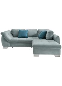 Mid.you , Blau , Textil , Buche , Streifen , F&uuml;llung: Schaumstoff,Schaumstoff,Schaumstoff , Ottomane rechts, L-Form , 250x190 cm , Made in EU , Liegefunktion, Schlafen auf Sitzh&ouml;he ,