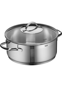 Bratentopf Silit "Achat", silber (edelstahl), B:25,5cm H:16,8cm L:33,5cm &Oslash;:24cm, T&ouml;pfe, Bratentopf, rostfrei, Silitherm-Allherdboden, induktionsgeeignet