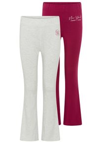 H.I.S. Leggings H.I.S "2er Packung Leggings mit Schlag f&uuml;r M&auml;dchen", M&auml;dchen, Gr. 182, N-Gr, bordeaux, bei, Jersey, Obermaterial: 95% Baumwolle, 5% Elasthan, meliert, Basic lang, Hosen Leggings, F&uuml;r TEENS. 2er Packung Jazzpants