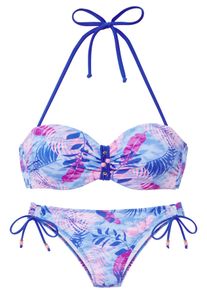 B&uuml;gel-Bandeau-Bikini Vivance, Damen, Gr. 40, Cup B, blau, bedruckt, Microfaser, bedruckt, Bikini-Sets B&uuml;gel-Bandeau-Bikini, mit stylischem Bl&auml;tterprint