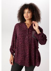 Schlupfbluse ANISTON PLUS, Damen, Gr. 50, lila (lila, schwarz), Web, Obermaterial: 100% Viskose, figurumspielend Po-bedeckend, V-Ausschnitt, Krempel&auml;rmel, Blusen Schlupfbluse, mit Pailletten an der Brusttasche - NEUE KOLLEKTION, Topseller