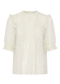 Kurzarmbluse Saint Tropez "Kurzarm-Bluse SabatinaSZ", Damen, Gr. L, beige (turtledove schwarz tiny dots), Obermaterial: 100% Polyester PES., Blusen Kurzarmbluse