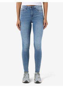 Skinny-fit-Jeans Noisy may "NMCALLIE HW SKINNY JEANS VI059LB NOOS", Damen, Gr. 26, L&auml;nge 32, blau (light blau denim), Denim/Jeans, Obermaterial: 75% Baumwolle, 18% Polyester, 5% Viskose, 2% Elasthan, unifarben, skinny fit, Jeans Skinny-fit-Jeans