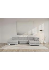 Wohnlandschaft DIE PLANBAR "MP-IN17004 U-Form, Breite 382 cm", grau, B:382cm H:84cm T:260cm, 88% Polyester, 12% Polyamid, Sofas, Wohnlandschaft, Federkernpolsterung, inkl. Sitztiefenverstellung