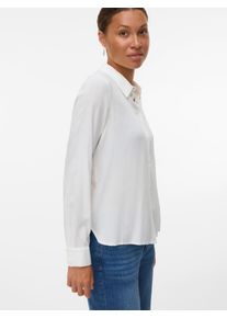 V&eacute;ro Moda Hemdbluse VERO MODA "VMBUMPY L/S BASIC SHIRT WVN GA NOOS", Damen, Gr. M, wei&szlig; (snow wei&szlig;), Web, Obermaterial: 100% Viskose, unifarben, regular fit normal, Blusen Hemdbluse