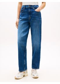 Straight-Jeans Tommy Jeans "LAYLA HR SLIM STR", Damen, Gr. 32, L&auml;nge 30, blau (denim schwarz), Denim/Jeans, Obermaterial: 99% Baumwolle, 1% Elasthan, unifarben, slim fit lang, Jeans Straight-Jeans, High Waist, Baumwoll-Qualit&auml;t