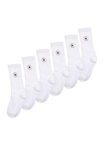 Sportsocken Converse "CHUCKPATCH COTTON 6PK CREW", M&auml;dchen, Gr. 35-37, wei&szlig;, Obermaterial: 60% Baumwolle, 36% Polyester, 4% Elasthan, Socken Sportsocken, im 6er-Pack, mit Baumwolle, Polyester und Elasthan