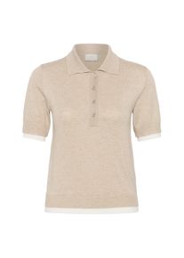 Blusentop Kaffe "Poloshirt KAlizza", Damen, Gr. M, beige (feather gray melange), Obermaterial: 80% Viskose CV. 20% Nylon NY., Blusen Blusentop