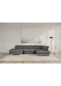 Wohnlandschaft DIE PLANBAR "MP-IN17004 U-Form, Breite 382 cm, weitere Funktionen w&auml;hlbar", grau (anthrazit), B:382cm H:84cm T:260cm, 88% Polyester, 12% Polyamid, Sofas, Wohnlandschaft, Kaltschaumpolsterung, inkl. Sitztiefenverstellung
