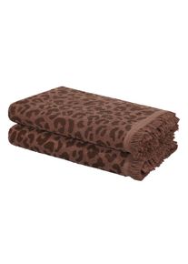 Strandtuch OTTO HOME "Tiffani, Leopardenmuster, Premium Strandt&uuml;cher 2-tlg, 500 gr/m&sup2;", braun, B:180cm L:90cm, Frottier, Obermaterial: 100% Baumwolle, Handt&uuml;cher, Strandtuch, 90x180 cm, Animal Print, Leo, modern, Urlaub, mit Fransen, Topseller