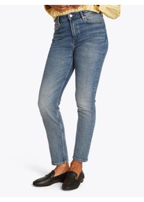 Slim-fit-Jeans Tommy Hilfiger "Slim Cigarette High Waist", Damen, Gr. 34, L&auml;nge 28, seli, Denim/Jeans, Obermaterial: 99% Baumwolle, 1% Elasthan, unifarben, slim fit kn&ouml;chelfrei, Jeans Slim-fit-Jeans, mit Logo-Badge, in blauer Waschung