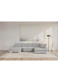 Wohnlandschaft DIE PLANBAR "MP-IN17004 U-Form, Breite 382 cm", grau, B:382cm H:84cm T:260cm, 88% Polyester, 12% Polyamid, Sofas, Wohnlandschaft, Federkernpolsterung, inkl. Sitztiefenverstellung