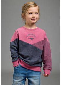 Sweatshirt Kangaroos "Colorblocking f&uuml;r kleine M&auml;dchen", M&auml;dchen, Gr. 140/146, rosa (marine), Sweatware, Obermaterial: 60% Baumwolle, 40% Polyester, weit h&uuml;ftlang, Rundhals, B&uuml;ndchen, Sweatshirts Sweatshirt, Langarm, h&uuml;ftlang, lockere Passform, mit Logodruck