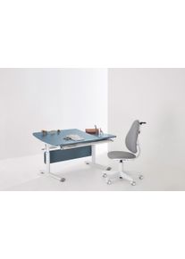 Kinderschreibtisch Paidi "DIEGO CURVED GT, Sch&uuml;lerschreibtisch, ergonomisch, mitwachsend", blau (mattblau, wei&szlig;, wei&szlig;, mattblau), B:130cm H:79cm T:70cm, Tische, Kinderschreibtisch, stufenlos h&ouml;henverstellbar, geteilte Tischplatte neigbar