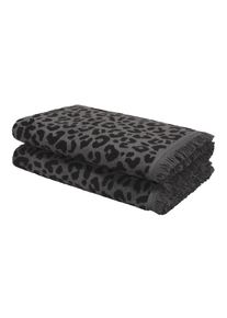 Strandtuch OTTO HOME "Tiffani, Leopardenmuster, Premium Strandt&uuml;cher 2-tlg, 500 gr/m&sup2;", dunkelgrau, B:180cm L:90cm, Frottier, Obermaterial: 100% Baumwolle, Handt&uuml;cher, Strandtuch, 90x180 cm, Animal Print, Leo, modern, Urlaub, mit Fransen, Topseller