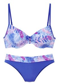 B&uuml;gel-Bikini Vivance, Damen, Gr. 36, Cup B, bunt (blau, bedruckt), Microfaser, bedruckt, Bikini-Sets B&uuml;gel-Bikini, mit stylischem Bl&auml;tterprint