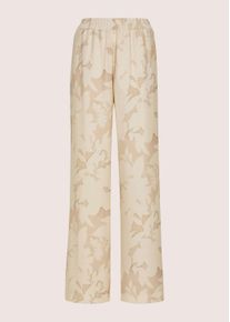 Madeleine Mode Schlupfhose MADELEINE "Palazzohose Sommerliche Schlupfhose mit floralem Design", Damen, Gr. 18, N + K Gr, wei&szlig; (perlwei&szlig;, beige), Obermaterial: 88% Viskose CV. 12% Polyamid PA., Modern, weit, Hosen Schlupfhose, Weite Druckhose mit floralem Dessin