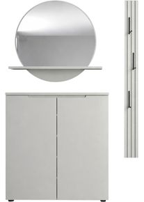 Garderoben-Set Innostyle "Garderoben-Set BRESTA", grau (lichtgrau), B:127cm H:187cm T:22cm, ABS-Kunststoff, Holzwerkstoff, Spiegelglas, Kastenm&ouml;bel-Sets, Garderoben-Set, 3-teilig, LED-Beleuchtung, ABS-Kante, Soft Close