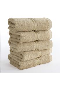 Gaestehandtuecher HAMMETEX "5er Set, 30x50 cm, weich & saugstark, 100% Baumwolle", beige, B:30cm L:50cm, Frottier, Frottee, Handt&uuml;cher, Gaestehandtuecher, mit Bord&uuml;re, einfarbig, Schlaufe, 100% Baumwolle Frottee