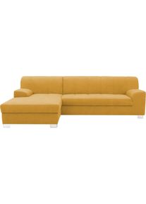 Ecksofa OTTO HOME "Lolland", gelb (curry), B:241cm H:79cm T:146cm, 100% Polyester, Sofas, Ecksofa, Wahlweise mit Bettfunktion, L-Form oder U-Form, moderne Steppung