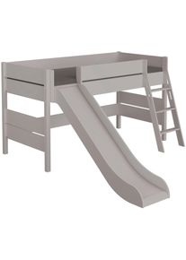 Spielbett Paidi "TIAGO in verschiedenen Gr&ouml;&szlig;en und Farben, mit Leiter und Rutsche", kieselgrau, kieselgrau, kieselgrau, B:271,7cm H:120,6cm L:210,4cm, Betten, Spielbett, Rausfallschutz, gepr&uuml;fte Sicherheit, umbaubares Bett mit Massivholz