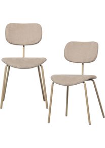 Esszimmerstuhl Woood "Link mit Ella-Chenillebezug und Metallgestell B 44 x T 52 x H 78 cm", sand, B:54cm H:78cm T:45cm, Holzwerkstoff, Metall, St&uuml;hle, Esszimmerstuhl, (Set, 2 St) Tragkraft 90 kg, stapelbar, Sehr hohe Verschlei&szlig;festigkeit