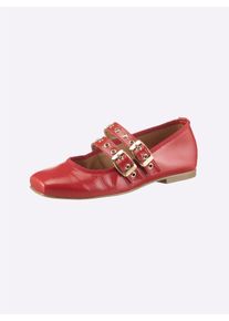 Ballerina Heine, Damen, Gr. 36, rot, Glattleder, Lackleder, Leder, Rindsleder, Schuhe Ballerina
