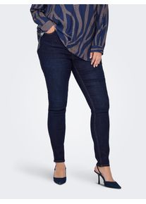 Skinny-fit-Jeans Only CARMAKOMA "CARCRUZ EX HW SKINNY DNM PIMBOX BF", Damen, Gr. 52, L&auml;nge 32, blau (dunkelblau denim), Denim/Jeans, Obermaterial: 60% Baumwolle, 29% Polyester, 9% Viskose, 2% Elasthan, unifarben, skinny fit, Jeans Skinny-fit-Jeans