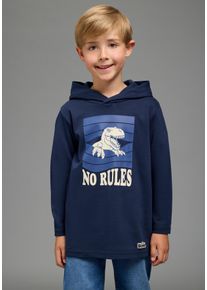 Kapuzenshirt Scout "Kapuzenshirt mit coolem Dino-Druck", Jungen, Gr. 116/122, marine, Interlock, Obermaterial: 100% Baumwolle, bedruckt, unifarben, Basic, Rundhals, Shirts Kapuzenshirt, Langarm, modischer Stil