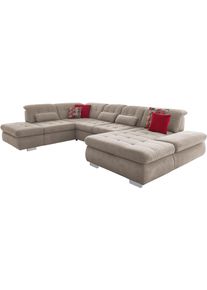 Wohnlandschaft DIE PLANBAR "MP-IN17004 U-Form, Breite 382 cm", mandel, B:382cm H:84cm T:260cm, 100% Polyester, Sofas, Wohnlandschaft, Federkernpolsterung, inkl. Sitztiefenverstellung