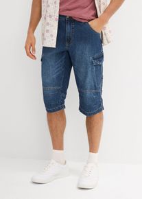 L&aring;nga jeansshorts i cargomodell av tunt material Relaxed Fit - bl&aring; - storlek 58 - bonprix