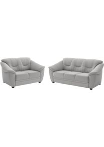 Sit & More Polstergarnitur SIT & MORE "Savona", grau (silber), H:90cm T:90cm, Sitzm&ouml;bel-Sets, Polstergarnitur, Set: 2- & 3er-Sofa, mit Federkern