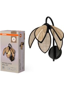 Osram Wandleuchte "Decor Rattan", beige, H: 34,5cm, 1 Stk., Leuchten, braun, E27, Rattan und Stahl, Wandleuchte