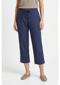 3/4-Hose bonprix, Damen, Gr. 42, N-Gr, blau (tiefblau), Obermaterial: 55% Leinen, 45% Baumwolle, regular fit, Hosen 3/4-Hose, aus Leinen und Baumwolle, weite 3/4-Passform