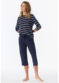 3/4-Hose Schiesser "Mix + Relax", Damen, Gr. 46, N-Gr, blau (860, tiefblau), Single Jersey, Obermaterial: 95% Baumwolle, 5% Elasthan, 3/4-L&auml;nge, Hosen 3/4-Hose, Cotton-Mix, Gummizug, Bindeband, seitliche Taschen