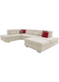 Wohnlandschaft DIE PLANBAR "MP-IN17004 U-Form, Breite 382 cm, weitere Funktionen w&auml;hlbar", wei&szlig; (natur), B:382cm H:84cm T:260cm, 100% Polyester, Sofas, Wohnlandschaft, Kaltschaumpolsterung, inkl. Sitztiefenverstellung