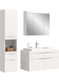 Badm&ouml;bel-Set OTTO HOME "MAOI, 3-tlg. Badkombi, hochwertige MDF Front, optional mit Beleuchtung", wei&szlig; (we&szlig;, wei&szlig; matt), B:153cm H:194cm T:50cm, Holzwerkstoff, MDF, Spiegelglas, Kastenm&ouml;bel-Sets, Badm&ouml;bel-Set, Bad-Kombination, Bad-M&ouml;bel, Badezimmer, Kombination, Kombi