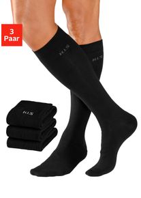 H.I.S. Kniestr&uuml;mpfe H.I.S "Basic Herren Str&uuml;mpfe Komfortsocken, Alltagssocken", Herren, Gr. 39-42, schwarz (3x schwarz), Baumwolle, Baumwollmischung, Elasthan (LYCRA), Polyamid, melange, elastisch, Socken Kniestr&uuml;mpfe, mit druckfreiem B&uuml;ndchen